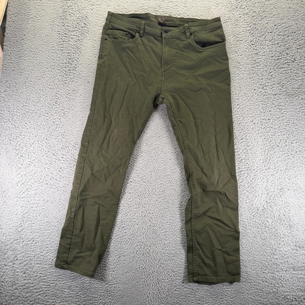 Jachs Pant Mens 38x30 Green Cotton Chino Straight Preppy Business Career Stretch